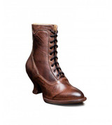Vintage Stiletto Heel Pointed Toe Lace Up Black Boots For Women