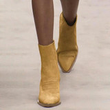 Fashion Pointed Toe Chunky Heel Suede Women Booties