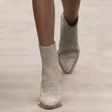 Fashion Pointed Toe Chunky Heel Suede Women Booties