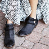 Women Booties Double Breasted Strap Buckle Ankle Boots