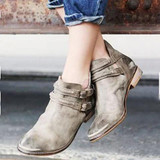 Women Booties Double Breasted Strap Buckle Ankle Boots
