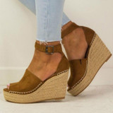 High Heel Hemp Rope Casual Sandals