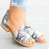 Women Leopard Snakeskin Open Toe Sandals