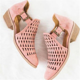 Three Colors Hollow Low Heel Sandals
