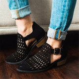 Three Colors Hollow Low Heel Sandals