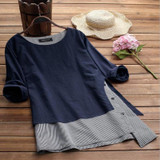 Asymmetrical Patchwork Women Stripe Dress