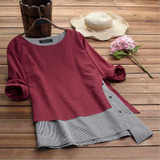 Asymmetrical Patchwork Women Stripe Dress
