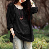 Plus Size Pure Color Cotton Tops