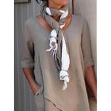 Pockets Half Sleeve Asymmetrical Casual Blouses