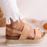 Women Espadrilles Strap Chunky Platform Buckle Sandals