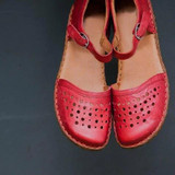 Low Heel Wrap Ankle Strap Buckle Hollow Out Sandals