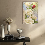 5D DIY Diamond Painting White Pink Rose Flowers Cross Stitch Diamond Embroidery Diamonds Wall Stickers Home Decoration