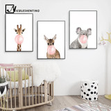 NEW "Pink Bubble Gum Animals" Canvas wall art