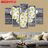 White Daisy Love, 5 Panel, 5D Diamond Painting Kit