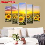 Sunflowers Field, 5 Panel Diamond Painting -WOW