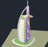 【World Famous Architecture CAD Drawings】Burj al arab hotel dubai CAD 3D Model