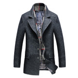 2019 Winter Men's Casual Wool Trench Coat Fashion Business Long Thicken Slim Overcoat Jacket Male Peacoat Brand Clothes 1717