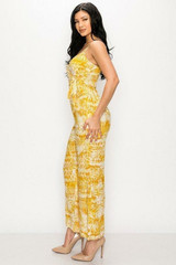 Tropical Leaf Print Sleeveless Women's Jumpsuit