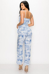 Tropical Leaf Print Sleeveless Women's Jumpsuit
