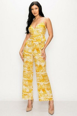 Tropical Leaf Print Sleeveless Women's Jumpsuit
