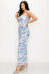 Tropical Leaf Print Sleeveless Women's Jumpsuit
