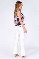 THIN STRAP BLOUSE RUFFLES NECKLINE DETAIL