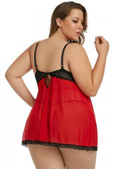 Red Peek-a-boo Valentine Plus Size Babydoll