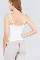 White Snap Button Design Camisole