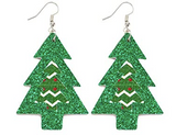 Green Glitter Tree Earrings