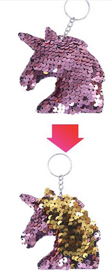 Sequin Keychain - Unicorn Two Toned Light Pink