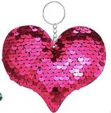Sequin Keychain - Pink Heart