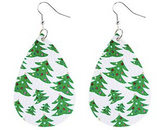 White with Green Tree Teardrop Earring