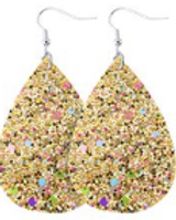 Gold Glitter Teardrop Earring
