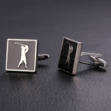 U7 Novelty Black Enamel Golf Cufflinks with box