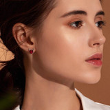 Angel And Devil Pink Heart Stud Earrings