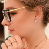Rose Red Crystal Stud Earrings