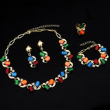 Crazy Feng Wedding Jewelry Sets For Women Luxury Oil Paiting Round Pendant Necklaces Earrings Bracelets Set Accessories