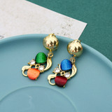 Crazy Feng Wedding Jewelry Sets For Women Luxury Oil Paiting Round Pendant Necklaces Earrings Bracelets Set Accessories