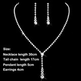 Women Jewelry Set conjunto feminino Necklace + Earrings Women Fashion Wedding Bridal Rhinestone Crystal Necklace Jewelry #125