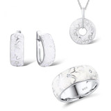 Jewelry Set For Women Enamel White Flower CZ Ring Earrings Pendant Fashion Jewelry