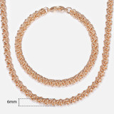 Davieslee 585 Rose Gold Jewelry Set For Women Braided Foxtail Link Chain Necklace Bracelet Set Wholesale Jewelry 2018 Gift LCSS1