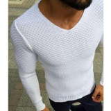 Solid Slim Fit  V-Neck Casual Sweaters
