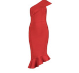 One Shoulder Sleeveless Ruffles Nightclub Dress