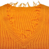 Long Sleeve V-neck Solid Color Backless Loose Sweater Long Sleeve V-neck Solid Color Backless Loose Sweater