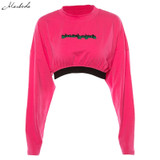 O-Neck Long Sleeve Loose Knit Cropped Sweatshirt