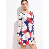 Print Ladies Christmas Long Sleeve Party Dresses
