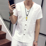 V Neck Short Sleeve Slim Fitness Comfortable Men Shirts