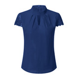 Hollow Chiffon Short Sleeve Splice Lace Tops Blouse