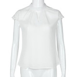 Hollow Chiffon Short Sleeve Splice Lace Tops Blouse