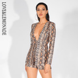 Sexy Deep V-Neck Snake Print Two-Pieces Set